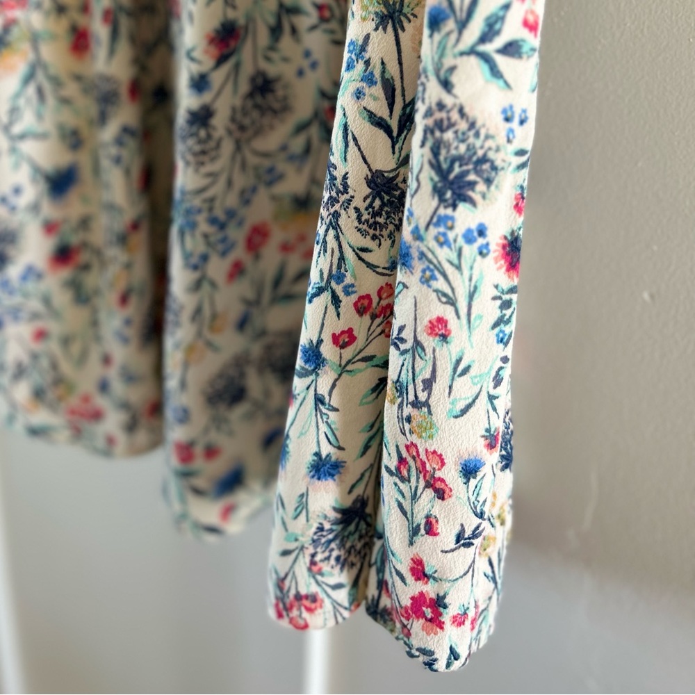LC Lauren Conrad Cream Floral Midi Dress with Blue Belt - Picture 8 of 8